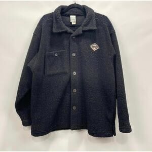 Vintage 1990s EMI Black Marled Fleece Button Front Telluride Mountain Jacket